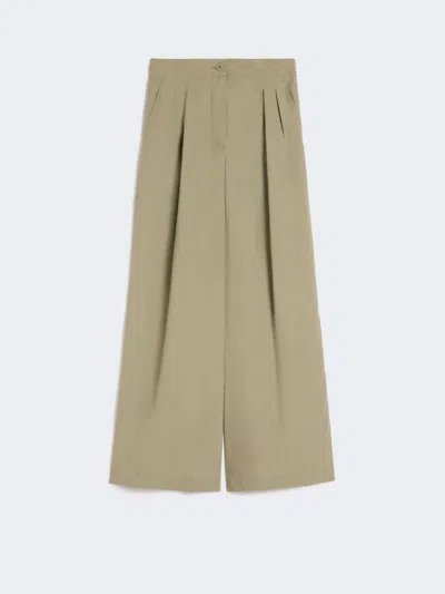 Max Mara Wide-leg Cotton Poplin Trousers In Brown