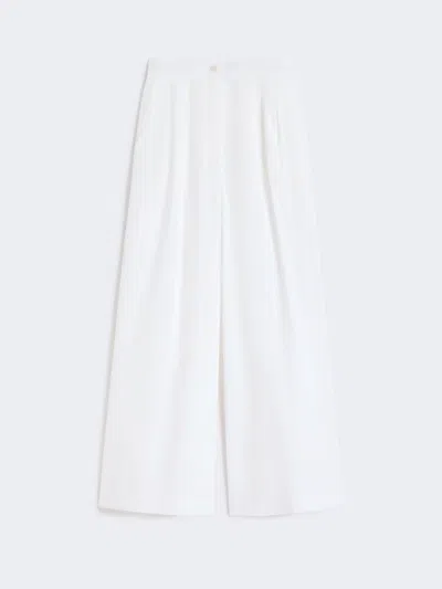 Max Mara Wide-leg Cotton Poplin Trousers In White