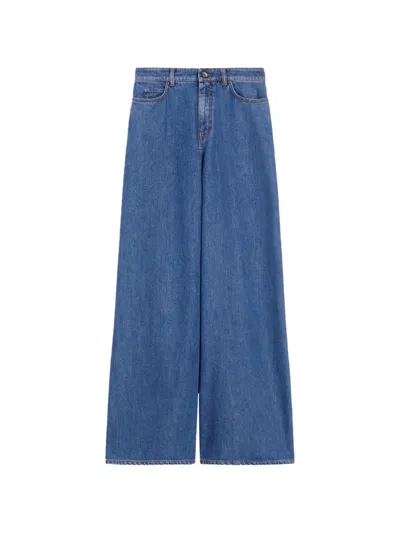 Max Mara Cotton Denim Wide-leg Jeans In Blue