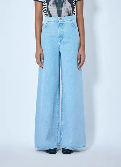 Max Mara Wide-leg Denim Trousers In Light Blue