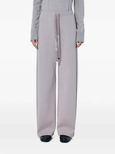 Max Mara Wide-leg Drawstring Track Pants In Gray