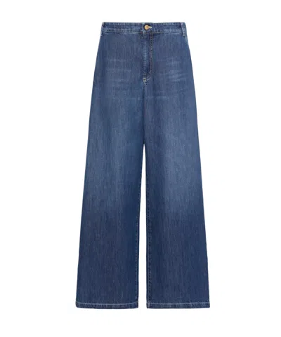 Max Mara Pantalon Jambe Droite En Denim De Coton In Multi