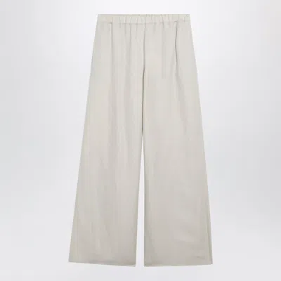 Max Mara Wide-leg Linen And Silk Twill Trousers In Beige In White