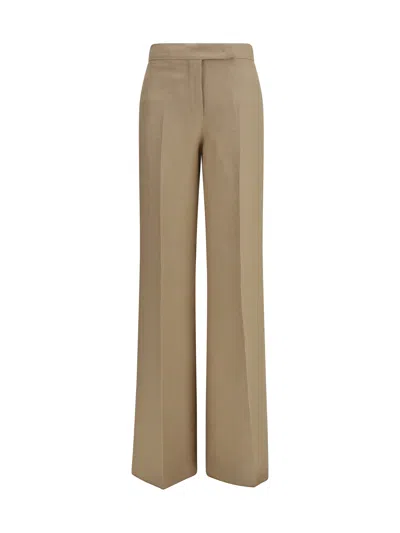 Max Mara Wide-leg Linen Trousers In Beige
