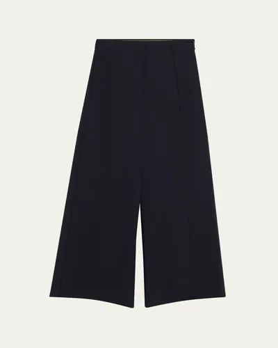 Max Mara Wide-leg Pick Stitch Scuba Jersey Pants In Blue