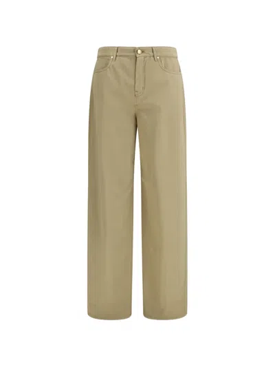 Max Mara Studio Cotton Satin Baggy Trousers In Green