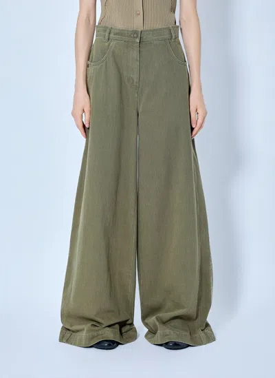 Max Mara Wide-leg Trousers In Green
