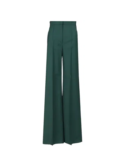 Max Mara Wide-leg Virgin-wool Trousers In Green