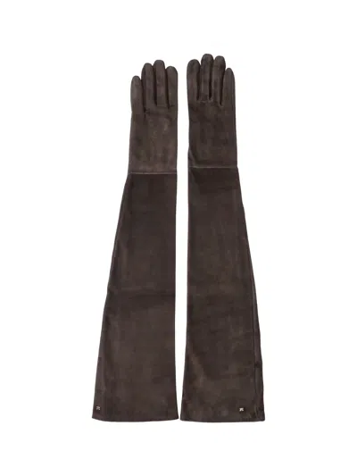 Max Mara Suede Gloves In Taupe