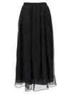 Max Mara All-over Embellished Long Skirt In Black