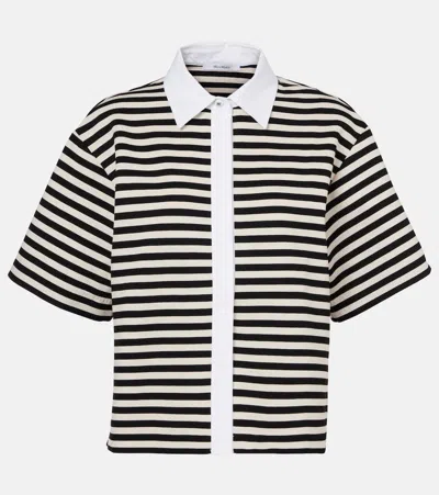 MAX MARA WILSON STRIPED POPLIN-TRIMMED JERSEY SHIRT