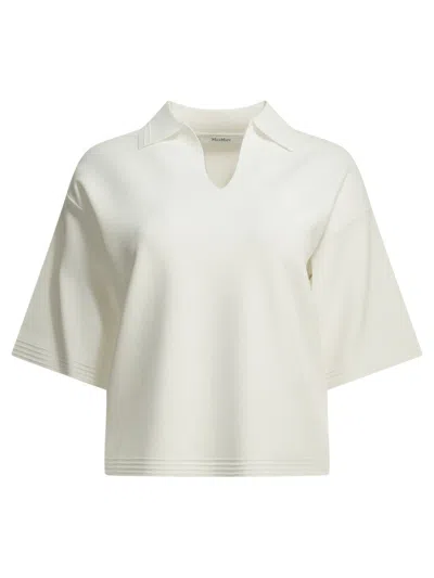 Max Mara Without Buttons White Viscose Polyamide Polo Shirt