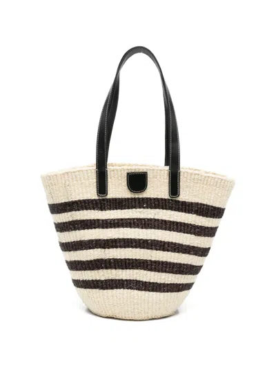Max Mara Wkagennaio Striped Tote Bag In Neutral