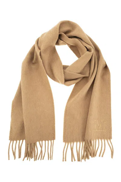Max Mara Wkclara - Camel Stole With Monogram Embroidery In Brown