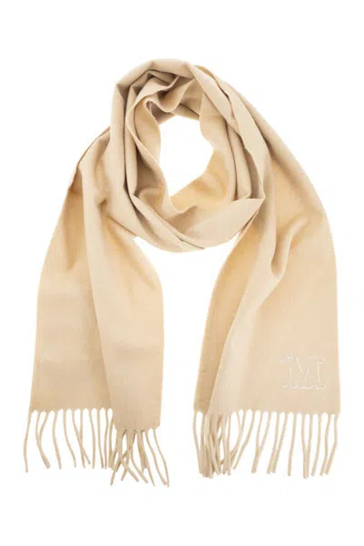 Max Mara Monogram-embroidered Camel Stole In Gold