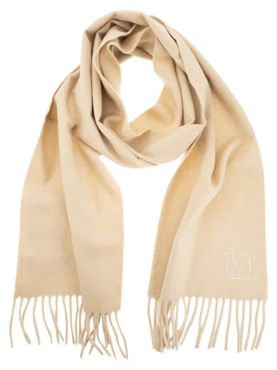 Max Mara Wkclara Camel Stole With Monogram Embroidery In Sand