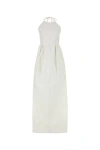 Max Mara Europa Open-back Pleated Cotton-canvas Maxi Dress In Multicolor