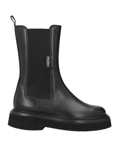 Max Mara Woman Ankle Boots Black Size 6 Leather, Textile Fibers