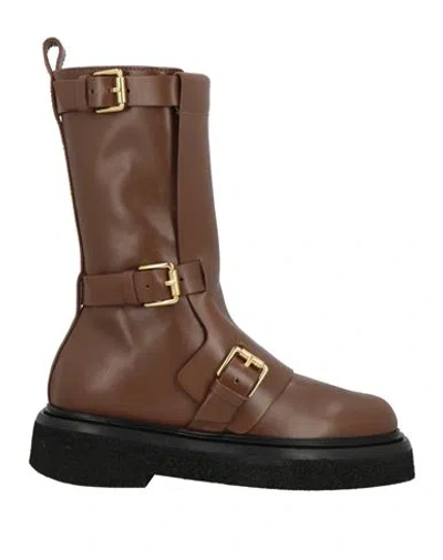 Max Mara Woman Ankle Boots Brown Size 6 Leather