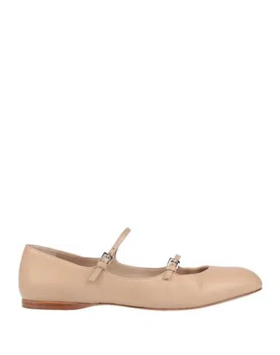 Max Mara Woman Ballet Flats Beige Size 9 Leather In Multi
