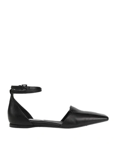Max Mara Woman Ballet Flats Black Size 9 Leather In Multi