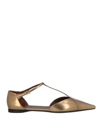 Max Mara Woman Ballet Flats Bronze Size 9 Leather In Gold