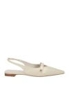 Max Mara Woman Ballet Flats Cream Size 8 Leather In White