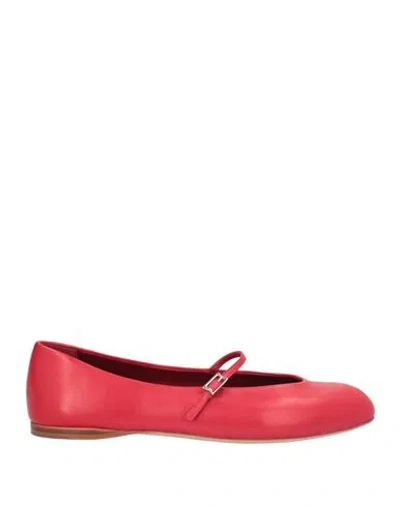 Max Mara Woman Ballet Flats Red Size 10 Leather
