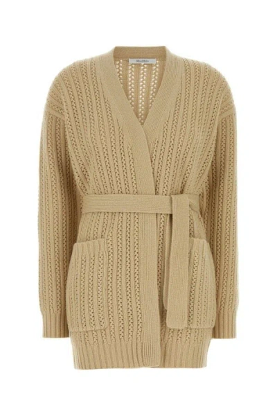 Max Mara Beige Wool Blend Balzac Cardigan In Brown