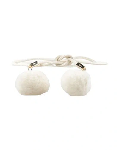 Max Mara Woman Belt White Size Onesize Shearling, Alpaca Wool, Virgin Wool, Silk