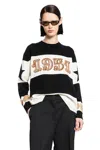 Max Mara Wool And Cashmere Sweater With Flocked 1951 Motif In Black&white