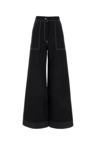 Max Mara Oboli Cotton And Linen-blend Twill Wide-leg Pants In Black