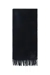 Max Mara Luxurious Cashmere Scarf With Fringed Hem And Logo Embroidery