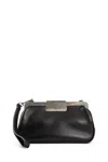 Max Mara Leather Clutch With Metal Logoed Detail In Black
