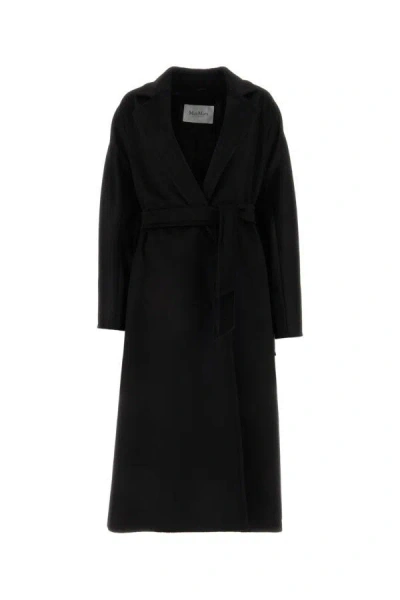 Max Mara Studio Tied Waist Oversized Coat In Black