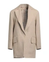 Max Mara Woman Blazer Beige Size 8 Linen In Beige