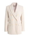 Max Mara Woman Blazer Beige Size 8 Virgin Wool, Elastane In White