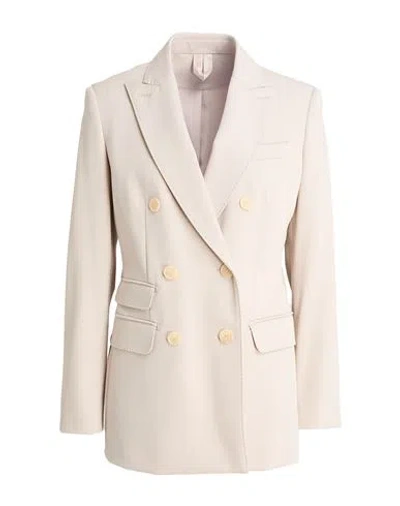 Max Mara Woman Blazer Beige Size 8 Virgin Wool, Elastane In White