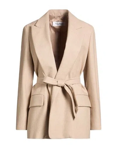 Max Mara Woman Blazer Beige Size 8 Virgin Wool, Silk, Cashmere In Brown