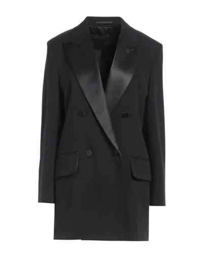 Max Mara Woman Blazer Black Size 8 Virgin Wool, Elastane, Polyester