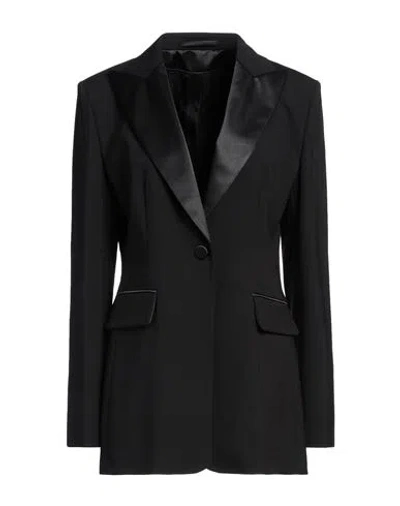 MAX MARA MAX MARA WOMAN BLAZER BLACK SIZE 12 VIRGIN WOOL, MOHAIR WOOL, ELASTANE, POLYESTER