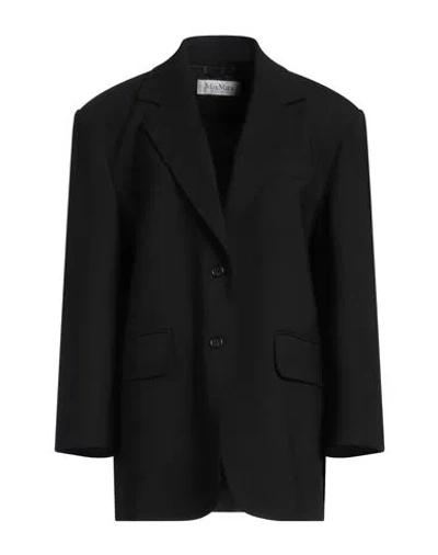 Max Mara Woman Blazer Black Size 12 Virgin Wool, Elastane