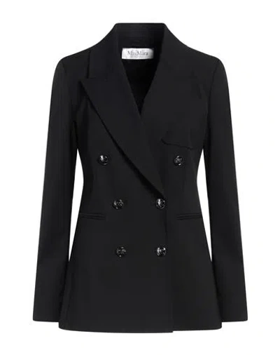 Max Mara Woman Blazer Black Size 6 Virgin Wool, Elastane In Black