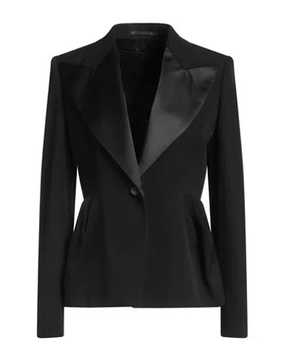 MAX MARA MAX MARA WOMAN BLAZER BLACK SIZE 10 VIRGIN WOOL, ELASTANE, POLYESTER