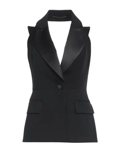 MAX MARA MAX MARA WOMAN BLAZER BLACK SIZE 6 VIRGIN WOOL, ELASTANE, POLYESTER