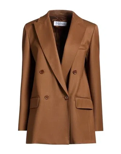 Max Mara Woman Blazer Brown Size 8 Virgin Wool