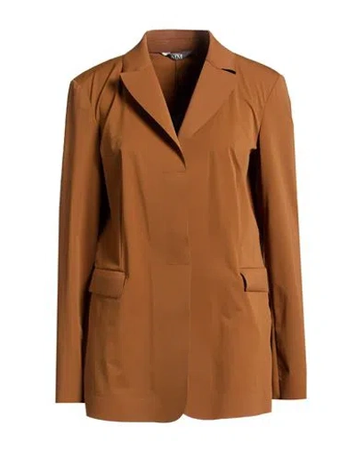 Max Mara Woman Blazer Brown Size Xl Polyamide, Elastane