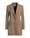 Max Mara Woman Blazer Camel Size 8 Virgin Wool, Mohair Wool In Beige