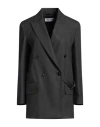 Max Mara Woman Blazer Charcoal Size 8 Virgin Wool In Grey