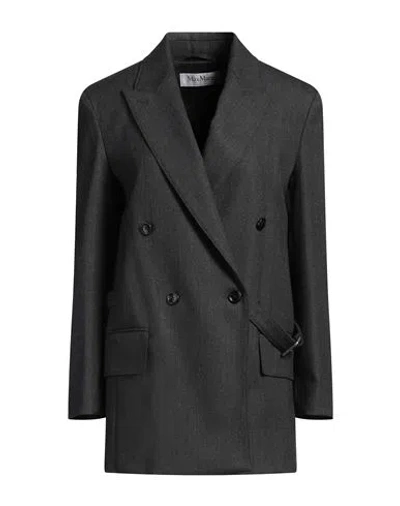 Max Mara Woman Blazer Charcoal Size 8 Virgin Wool In Grey